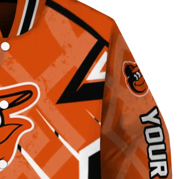custom baltimore orioles chevron angles orange varsity jacket premium grade