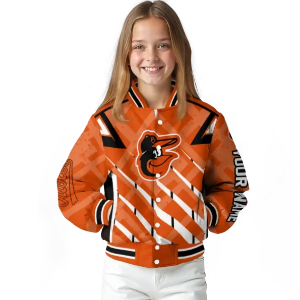 custom baltimore orioles chevron angles orange varsity jacket top rated