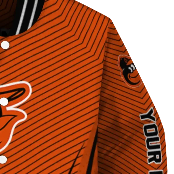 custom baltimore orioles chevron arrow orange varsity jacket premium grade