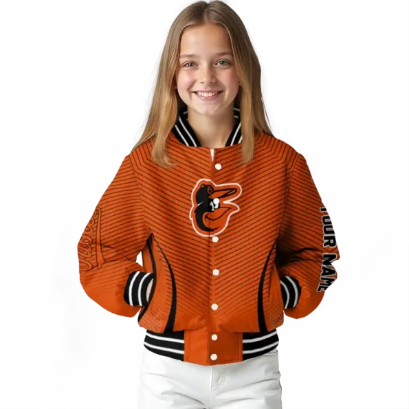 custom baltimore orioles chevron arrow orange varsity jacket top rated
