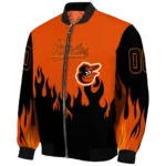 custom baltimore orioles flame border orange black bomber jacket best selling