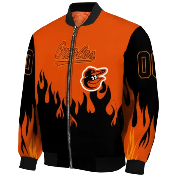 custom baltimore orioles flame border orange black bomber jacket best selling