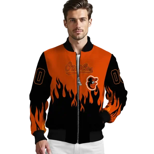 custom baltimore orioles flame border orange black bomber jacket high quality