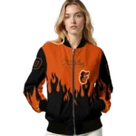 custom baltimore orioles flame border orange black bomber jacket best selling