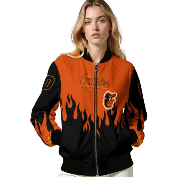 custom baltimore orioles flame border orange black bomber jacket latest model