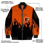 custom baltimore orioles flame border orange black bomber jacket best selling
