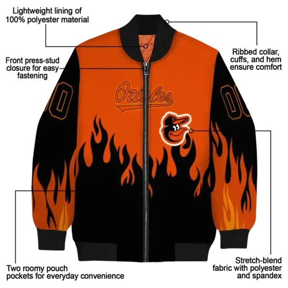 custom baltimore orioles flame border orange black bomber jacket new arrival