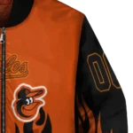 custom baltimore orioles flame border orange black bomber jacket best selling