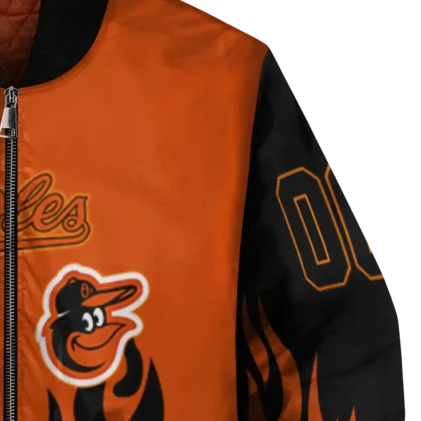 custom baltimore orioles flame border orange black bomber jacket premium grade