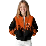 custom baltimore orioles flame border orange black bomber jacket best selling