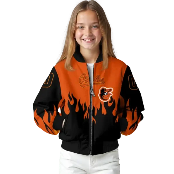 custom baltimore orioles flame border orange black bomber jacket top rated