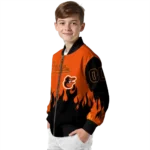 custom baltimore orioles flame border orange black bomber jacket best selling