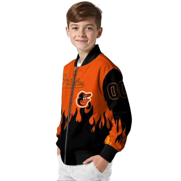 custom baltimore orioles flame border orange black bomber jacket trendy