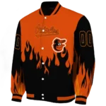 custom baltimore orioles flame border orange black varsity jacket best selling