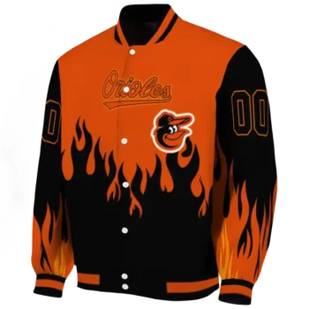 custom baltimore orioles flame border orange black varsity jacket best selling