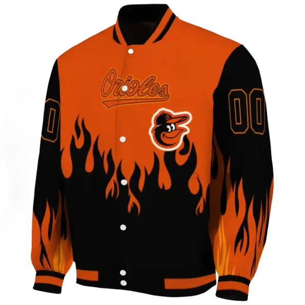 custom baltimore orioles flame border orange black varsity jacket best selling