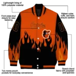 custom baltimore orioles flame border orange black varsity jacket best selling