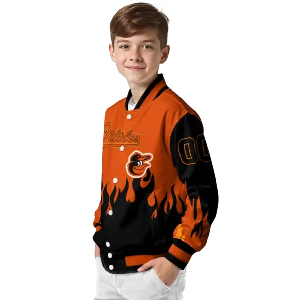 custom baltimore orioles flame border orange black varsity jacket trendy