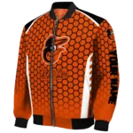 custom baltimore orioles hexagon grid orange bomber jacket best selling