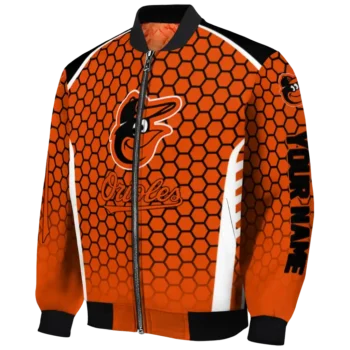 custom baltimore orioles hexagon grid orange bomber jacket best selling