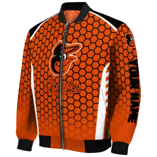 custom baltimore orioles hexagon grid orange bomber jacket best selling