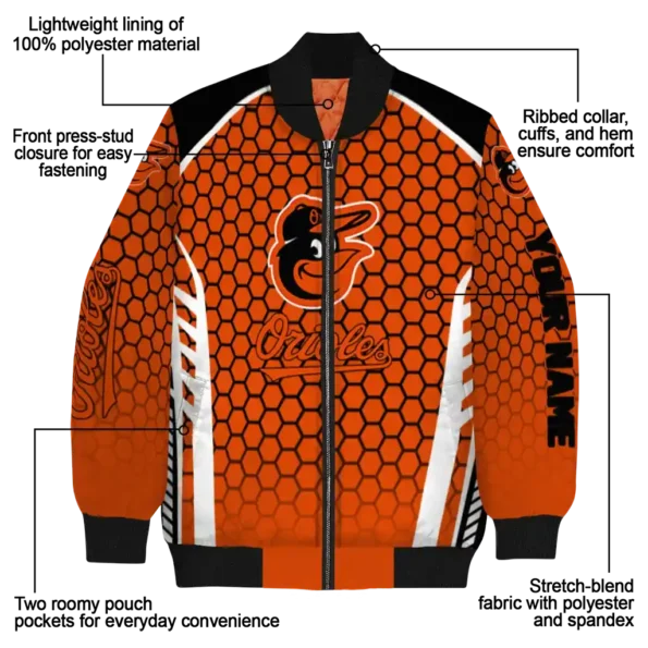 custom baltimore orioles hexagon grid orange bomber jacket new arrival