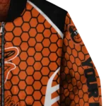 custom baltimore orioles hexagon grid orange bomber jacket best selling