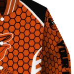 custom baltimore orioles hexagon grid orange varsity jacket best selling