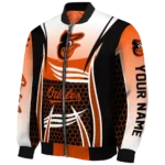 custom baltimore orioles mesh effect orange black bomber jacket best selling