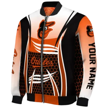 custom baltimore orioles mesh effect orange black bomber jacket best selling