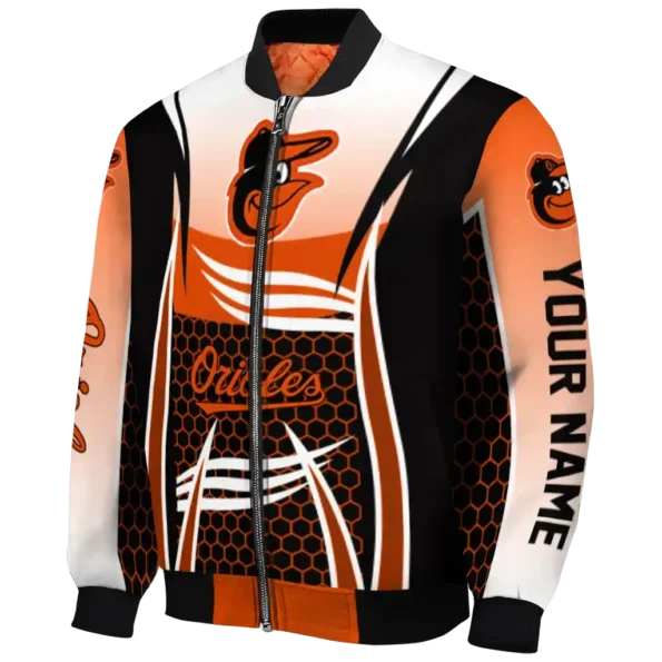custom baltimore orioles mesh effect orange black bomber jacket best selling
