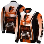 custom baltimore orioles mesh effect orange black bomber jacket best selling