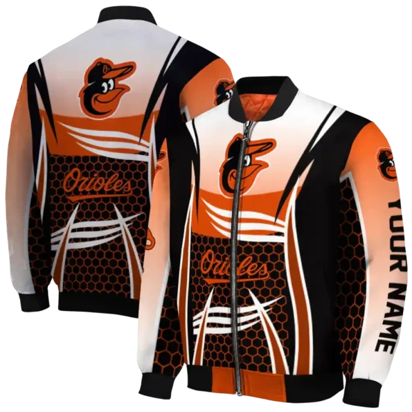 custom baltimore orioles mesh effect orange black bomber jacket fashion forward