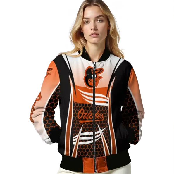 custom baltimore orioles mesh effect orange black bomber jacket latest model