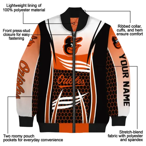 custom baltimore orioles mesh effect orange black bomber jacket new arrival
