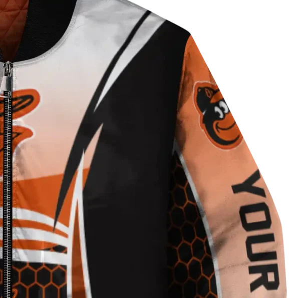 custom baltimore orioles mesh effect orange black bomber jacket premium grade