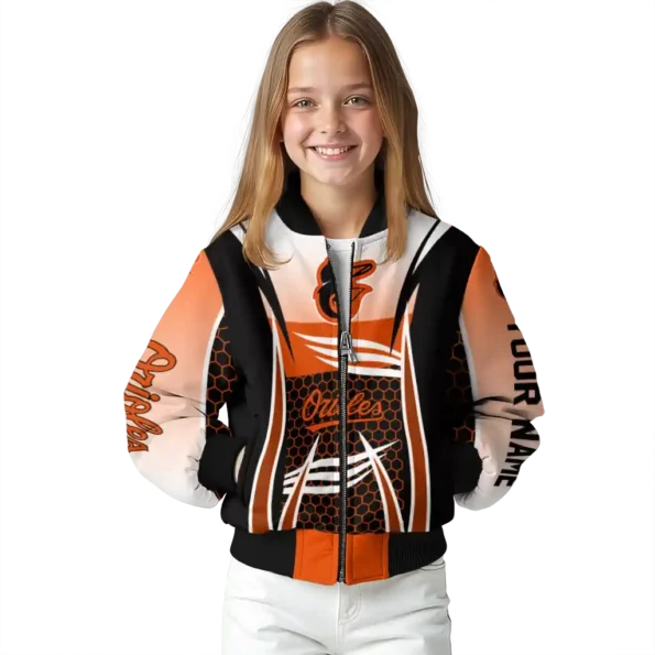custom baltimore orioles mesh effect orange black bomber jacket top rated