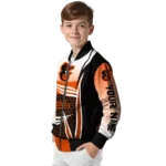 custom baltimore orioles mesh effect orange black bomber jacket best selling