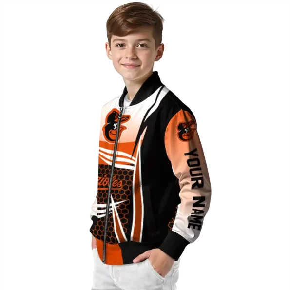 custom baltimore orioles mesh effect orange black bomber jacket trendy