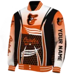custom baltimore orioles mesh effect orange black varsity jacket best selling