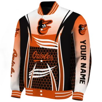 custom baltimore orioles mesh effect orange black varsity jacket best selling