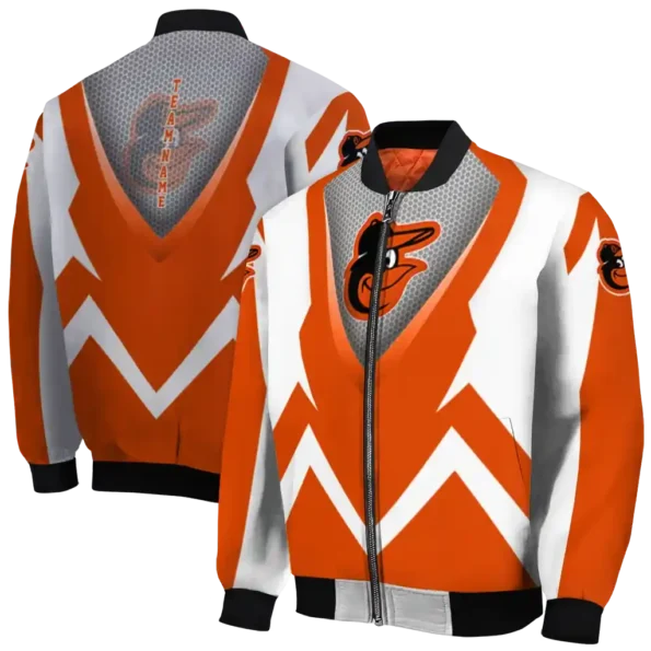 custom baltimore orioles v stripes orange white bomber jacket fashion forward