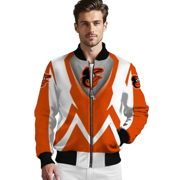 custom baltimore orioles v stripes orange white bomber jacket high quality