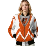 custom baltimore orioles v stripes orange white bomber jacket best selling