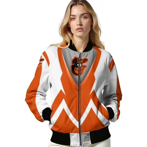 custom baltimore orioles v stripes orange white bomber jacket latest model