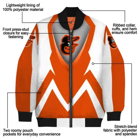 custom baltimore orioles v stripes orange white bomber jacket new arrival