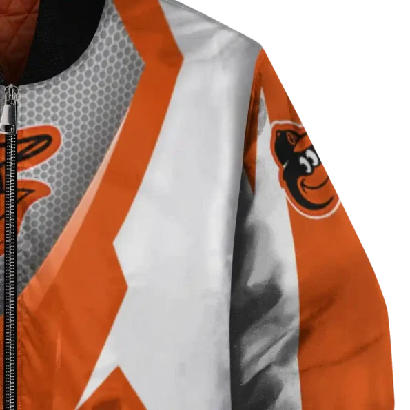 custom baltimore orioles v stripes orange white bomber jacket premium grade