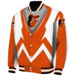 custom baltimore orioles v stripes orange white varsity jacket best selling