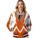 custom baltimore orioles v stripes orange white varsity jacket best selling