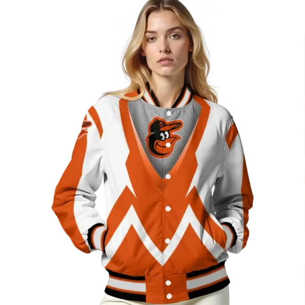 custom baltimore orioles v stripes orange white varsity jacket latest model
